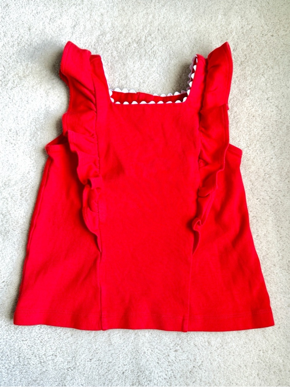 Janie and Jack Red Sleeveless Top Ruffles Ric Rac Trim Girls Size 5